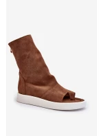 Hnědé Dámské Sandály Zamszové Svrchní Částí Zazoo 3441