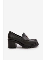 Zazoo 20168 Elegantní Dámské Polobotky Na Podpatku Přírodní Kůže Černá