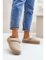 Dámské pantofle zateplené kožíškem na platformě béžové model 21671330 - Boto
