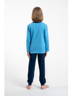 Chlapecké pyžamo, dlouhé rukávy, dlouhé kalhoty - modrá/námořnická modrá