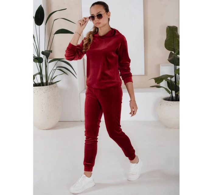 Dámský bordó velurový komplet SO COMFY FashionStreet AY0887