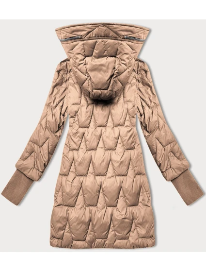 Béžová prošívaná dámská bunda pro přechodné období s stahovacími lemy model 21461518 - Libland