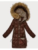 Dámská bunda v čokoládové barvě s ozdobným prošíváním model 21757942 - J.STYLE