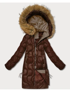 Dámská bunda v čokoládové barvě s ozdobným prošíváním model 21757942 - J.STYLE