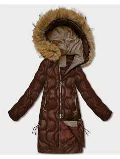 Dámská bunda v čokoládové barvě s ozdobným prošíváním model 21757942 - J.STYLE