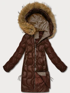 Dámská bunda v čokoládové barvě s ozdobným prošíváním model 21757942 - J.STYLE