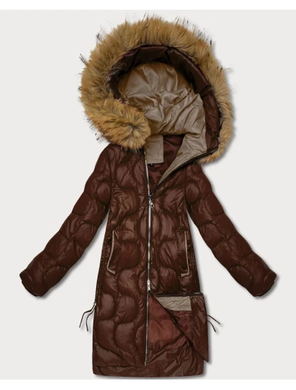 Dámská bunda v čokoládové barvě s ozdobným prošíváním model 21757942 - J.STYLE