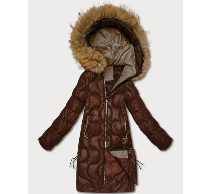 Dámská bunda v čokoládové barvě s ozdobným prošíváním model 21757942 - J.STYLE