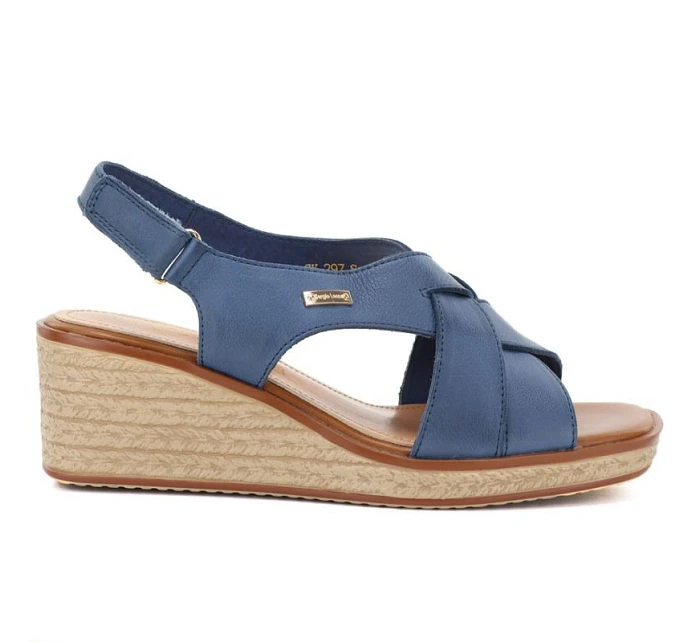 Dámské kožené sandály na platformě Sergio Leone SK297 v tmavě modré barvě