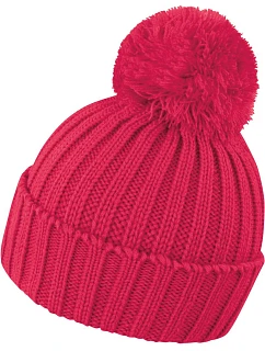 Result Headwear R 369X Pletená čepice s bambulí 28.369X raspberry