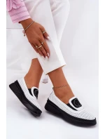 Dámské Kožené Mokasíny Na Platformě A Klínu Bílé model 21686687 - VINCEZA