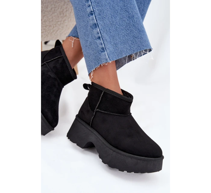 Dámské Nízké Sněhule Na Zasun S Oteplením S Hřejivým Kožíškem Černé Mavelle Dámské Nízké Sněhule Na Zasun S Oteplením S Hřejivým Kožíškem Černé Mavelle