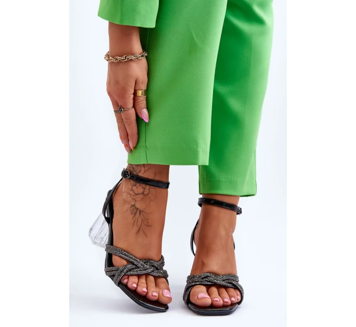 Kožené Sandály Na Průhledné Bar černé Randy Kožené Sandály Na Průhledné Bar černé Randy