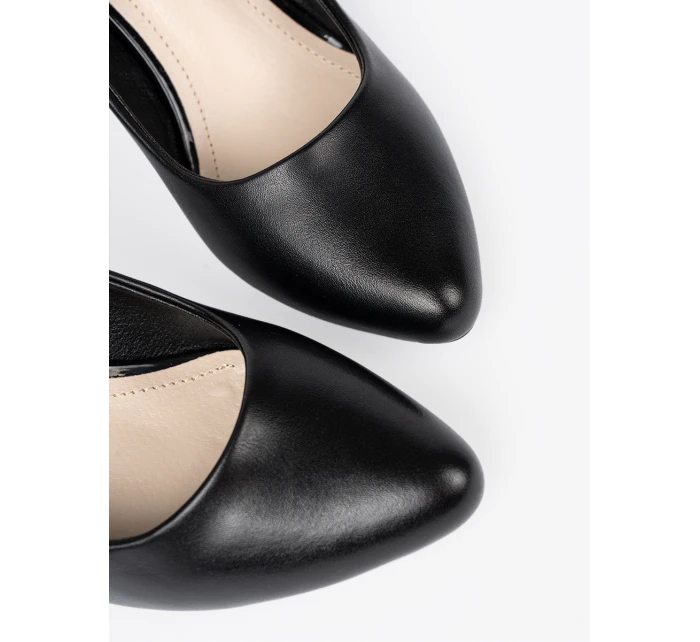 Designové  lodičky dámské černé na širokém podpatku