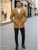 Pánský dvouřadový kabát pískový Dstreet CX0443 Pánský dvouřadový kabát pískový Dstreet CX0443