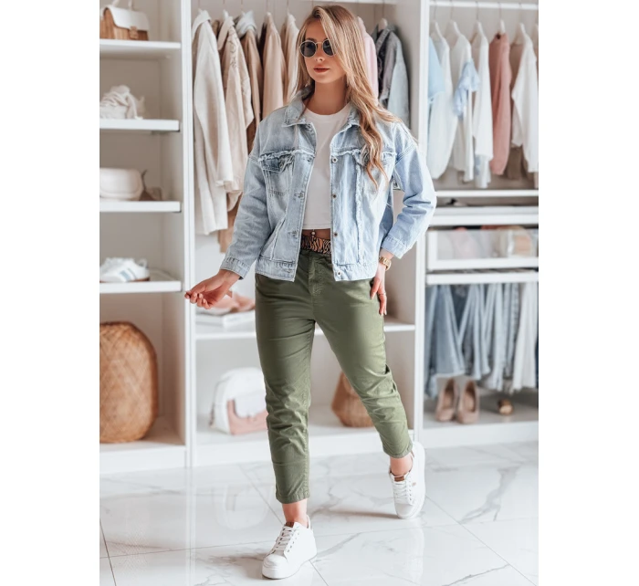 Dámské kalhoty s páskem MADELINA khaki FashionStreet UY2628