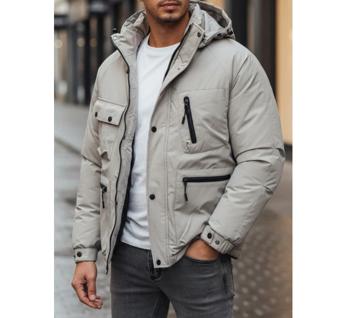 Pánská šedá zimní bunda s kapucí FashionStreet TX5107