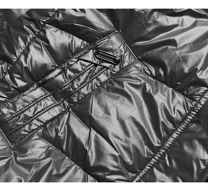 Černá krátká dámská zimní károvaná bunda (16m9052-392) Černá krátká dámská zimní károvaná bunda (16m9052-392)