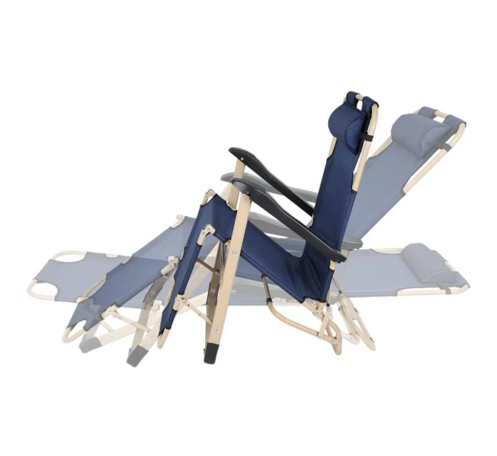 TURISTICKÉ VÍCEPOLOHOVÉ KŘESLO GARDA S OPĚRKOU HLAVY TMAVĚ MODRÁ - BÉŽOVÁ