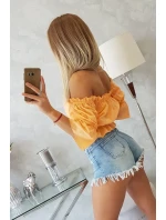 Broskvově zbarvená pruhovaná halenka