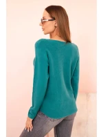 Svetr dámský s viskózou s výstřihem do V světle model 21310154 - K-Fashion Svetr dámský s viskózou s výstřihem do V světle model 21310154 - K-Fashion