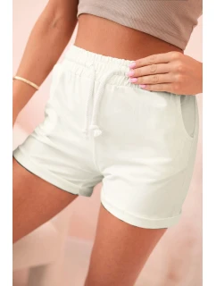 Dámské bavlněné kraťasy s gumou a šňůrkou v pase ecru
