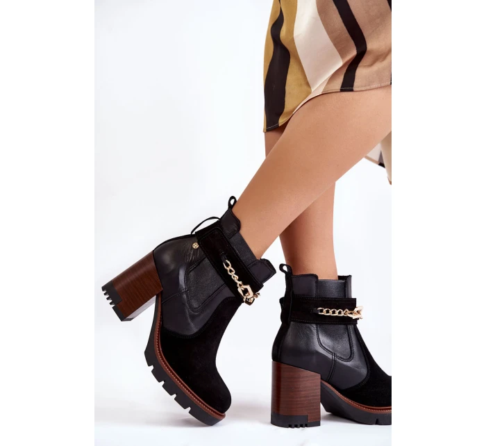 Dámské kožené kozačky model 21602024 Černé - Maciejka