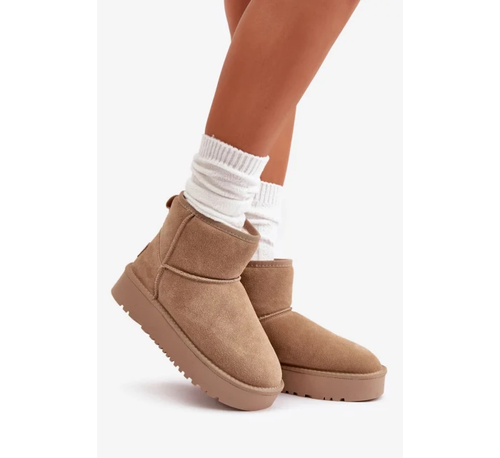 Dámské Semišové Sněhule Na Platformě Nad Kotníky Béžové Rianaella Dámské Semišové Sněhule Na Platformě Nad Kotníky Béžové Rianaella