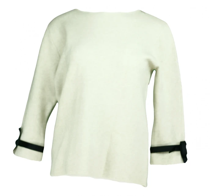 Dámský svetr na rukávech bílým volánkem a černou SW  Gemini model 7548622 - FPrice