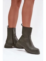 Dámské kotníkové boty na platformě ML245 Khaki tmavě zelená - Diamantique