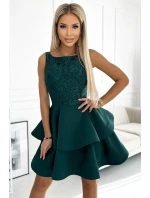 LAURA  zelené rozšířené dámské šaty s vrchní částí model 19002767 - numoco