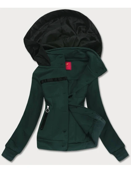 Tmavě zelená krátká dámská rozepínací mikina model 21224413 - LHD