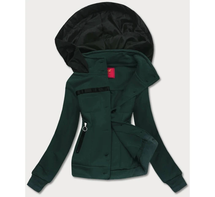 Tmavě zelená krátká dámská rozepínací mikina model 21224413 - LHD