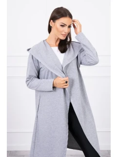 Dlouhá pláštěnka s kapucí šedá