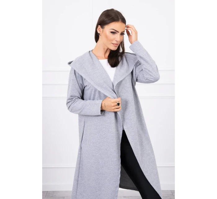 Dlouhá pláštěnka s kapucí šedá
