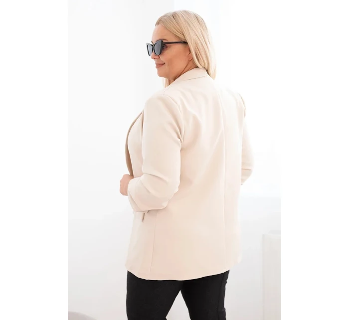 Dámská blazer bez zapínání s podšívkou model 21468646 béžová - K-Fashion