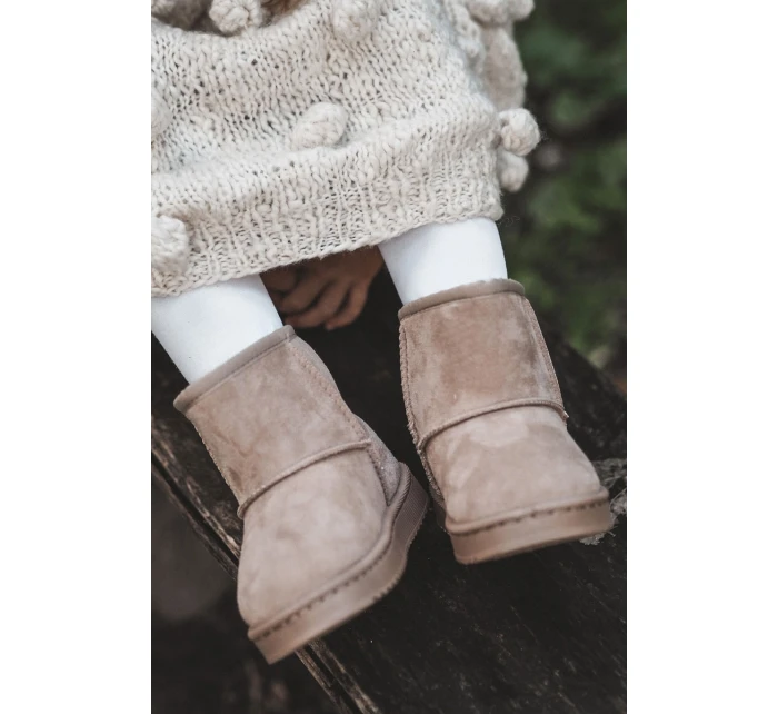 Dětské Teplé Sněhule Semišové Světle béžové model 21597585 - Boto Dětské Teplé Sněhule Semišové Světle béžové model 21597585 - Boto