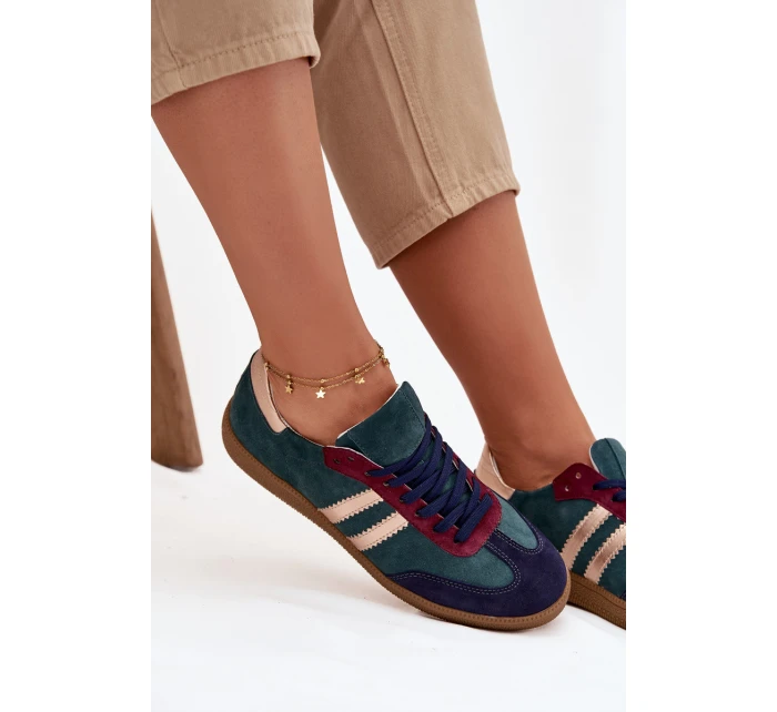 Dámské nízké semišové tenisky – lahvově zelené Zazoo Dámské nízké semišové tenisky – lahvově zelené Zazoo