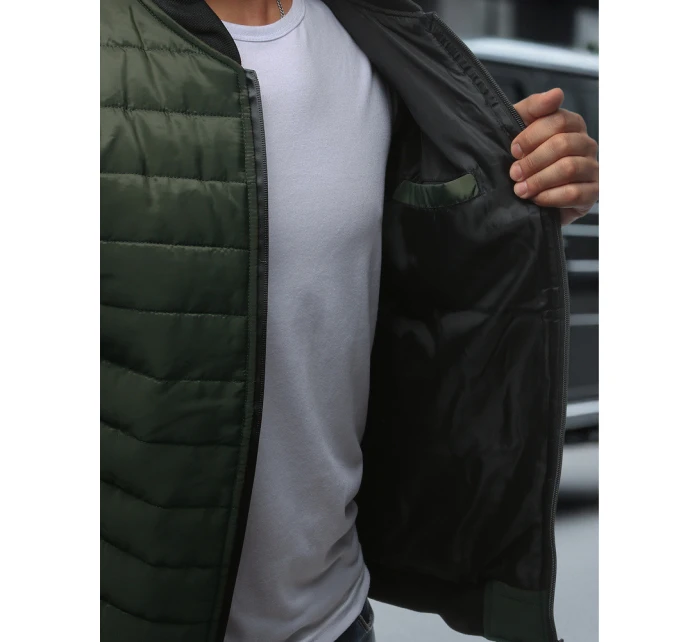 Pánská prošívaná bunda bomber zelená TX2211A Pánská prošívaná bunda bomber zelená TX2211A