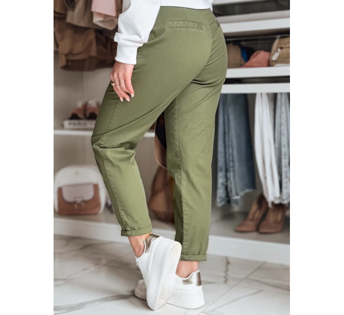 Dámské chinos kalhoty s páskem MODELA khaki FashionStreet UY2572