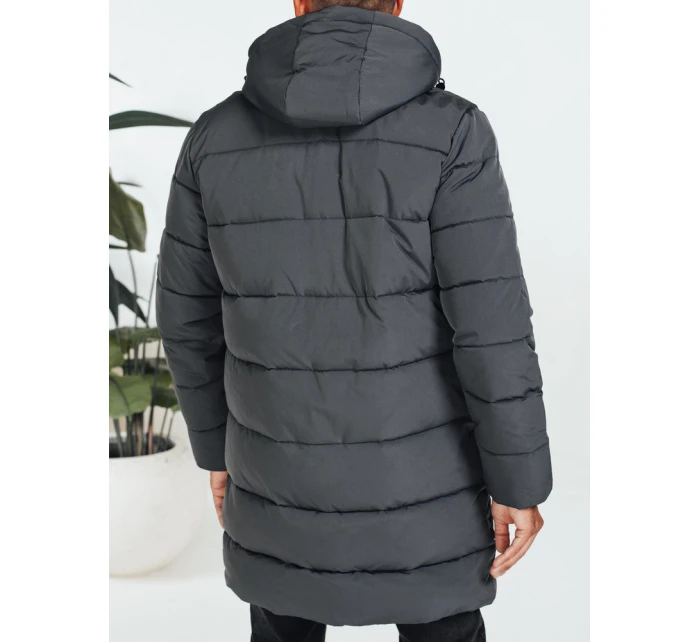 Pánská zimní bunda s kapucí tmavě šedá prošívaná TX5071