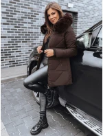 Dámská prošívaná bunda s kožešinou hnědá FashionStreet TY5222