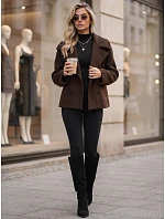 Dámský krátký dvouřadý hnědý kabát FashionStreet NY0811