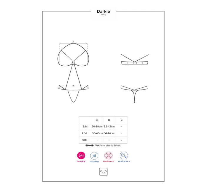 Dámská erotická souprava Darkie teddy - OBSESSIVE Dámská erotická souprava Darkie teddy - OBSESSIVE