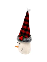 DEKORATIVNÍ SNĚHULÁK 20CM S ČERVENOČERNOU KOSTKOVANOU ČEPICÍ DEKORATIVNÍ SNĚHULÁK 20CM S ČERVENOČERNOU KOSTKOVANOU ČEPICÍ