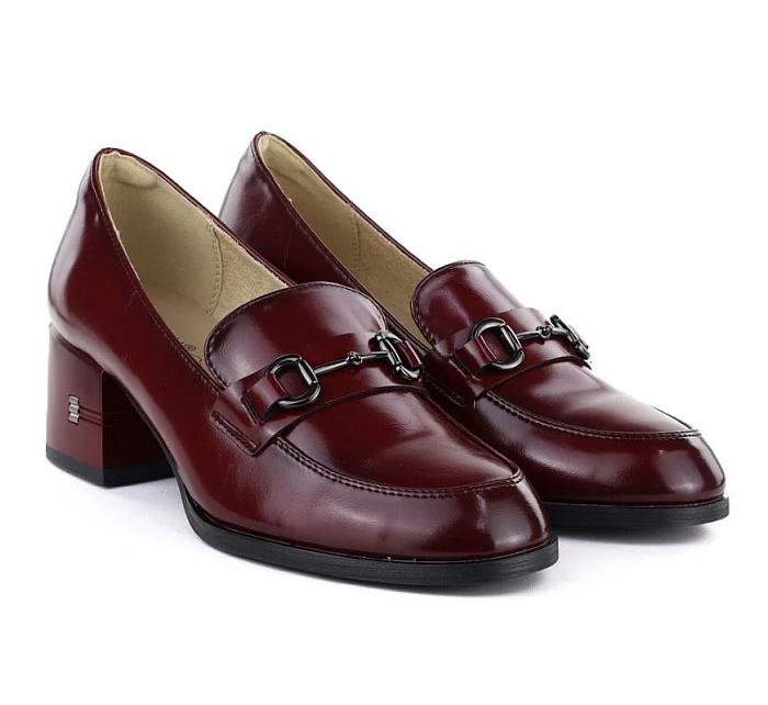 Dámské kožené polobotky na podpatku model 22097239 - VINCEZA