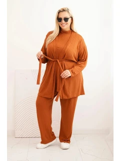 Dámský komplet Plus Size model 21399806 camelový - K-Fashion
