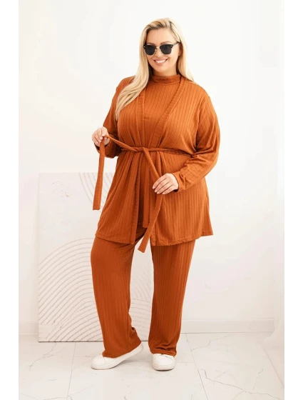 Dámský komplet Plus Size model 21399806 camelový - K-Fashion