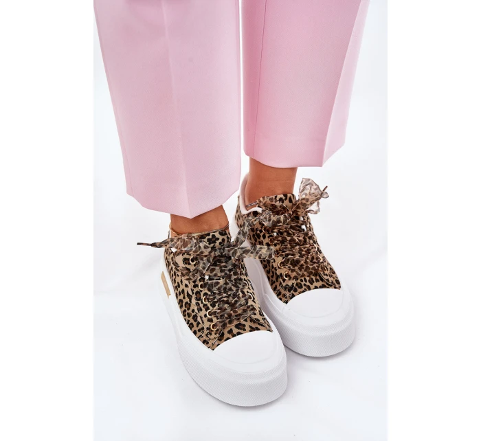 Dámské Tenisky Na Masivní Platformě S Ozdobným Šněrováním Leopardí Hnědé Zidora Dámské Tenisky Na Masivní Platformě S Ozdobným Šněrováním Leopardí Hnědé Zidora