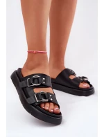 Kožené Dámské Sandály S Ozdobnými Přezkami Big Star RR274658 Černé Kožené Dámské Sandály S Ozdobnými Přezkami Big Star RR274658 Černé